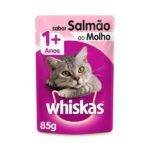 Sach&ecirc; para gatos WHISKAS 1+ SALMAO AO MOLHO 85G - 3un