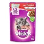 Sach&ecirc; para gatos WHISKAS FILHOTE CARNE AO MOLHO 85G - 3un